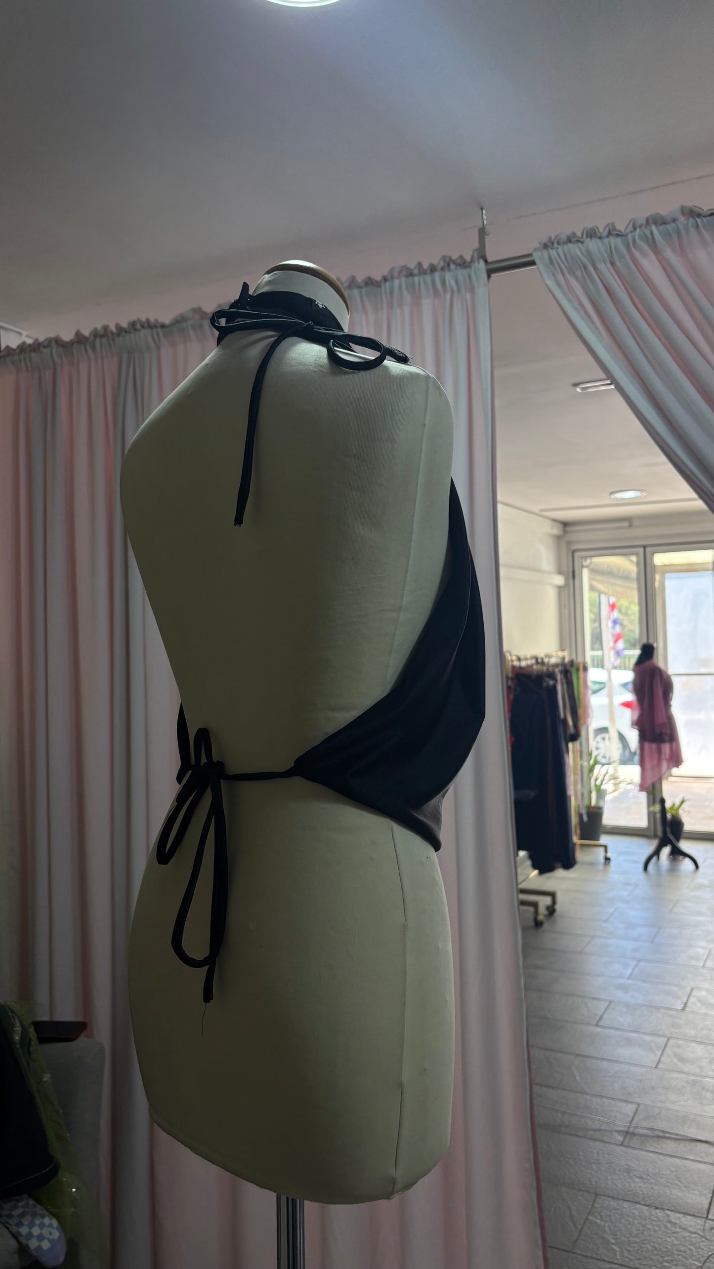 Black Halter Tie-Back Top