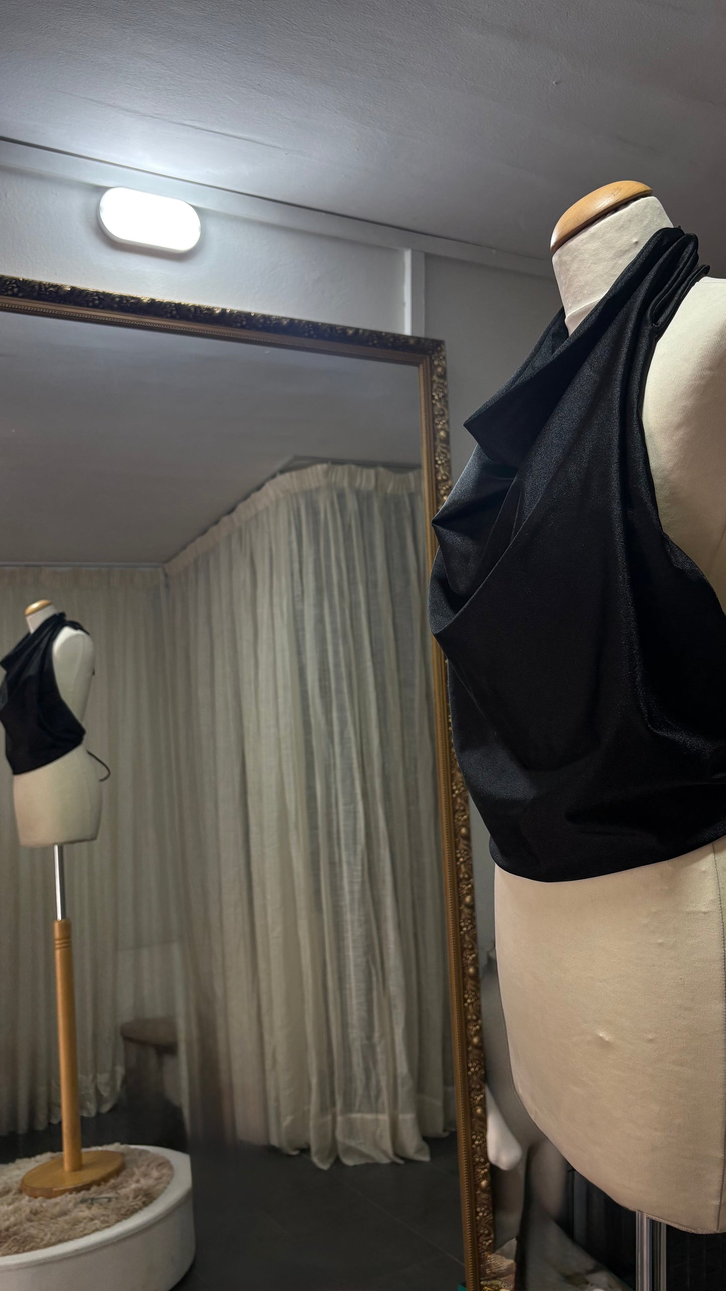 Black Halter Tie-Back Top