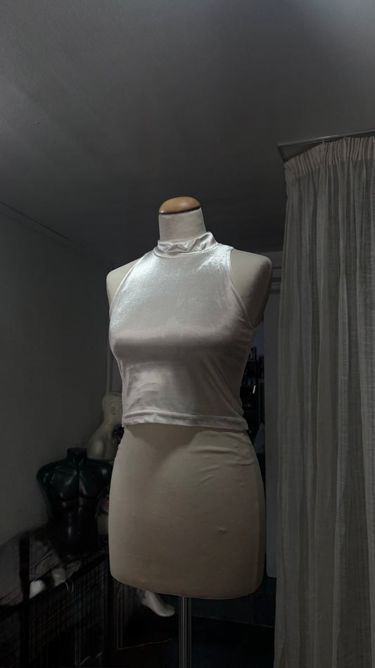Sleeveless Polo Crop Top